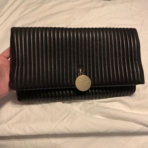 Henri Bendel black leather clutch purse